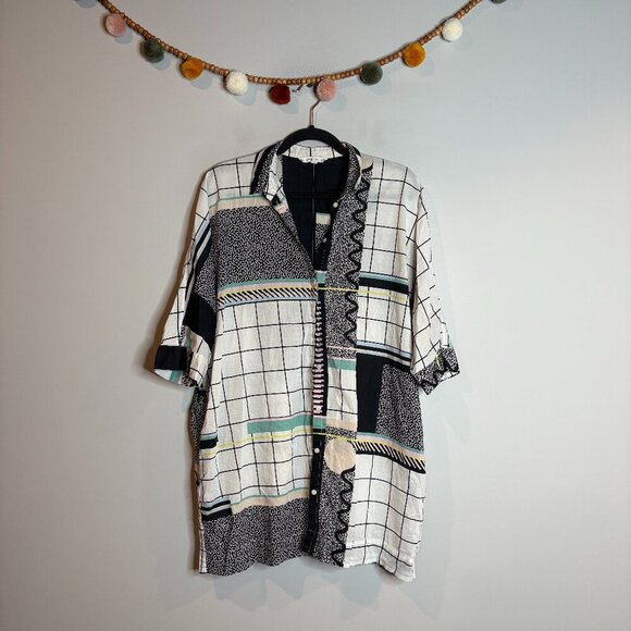 & Other Stories abstract patterned oversized button down tunic - Picture 1 of 5